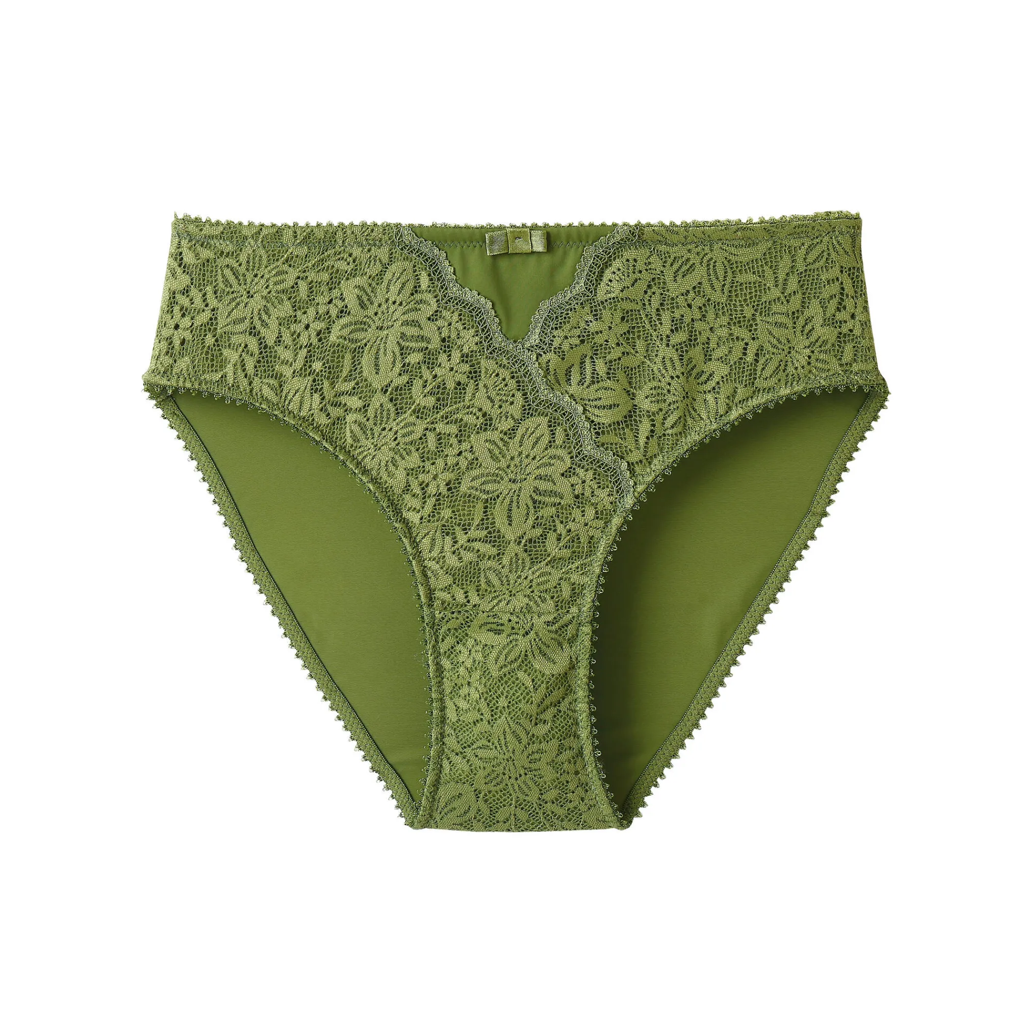 Slip En Shorty<Confidence Lingerie Midislip met hoge taille in rekbare kant en tule Guspini - set van 2 groen