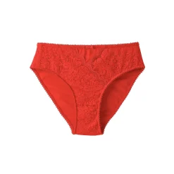 Slip En Shorty<Confidence Lingerie Midislip met hoge taille in rekbare kant en tule Guspini - set van 2 rood