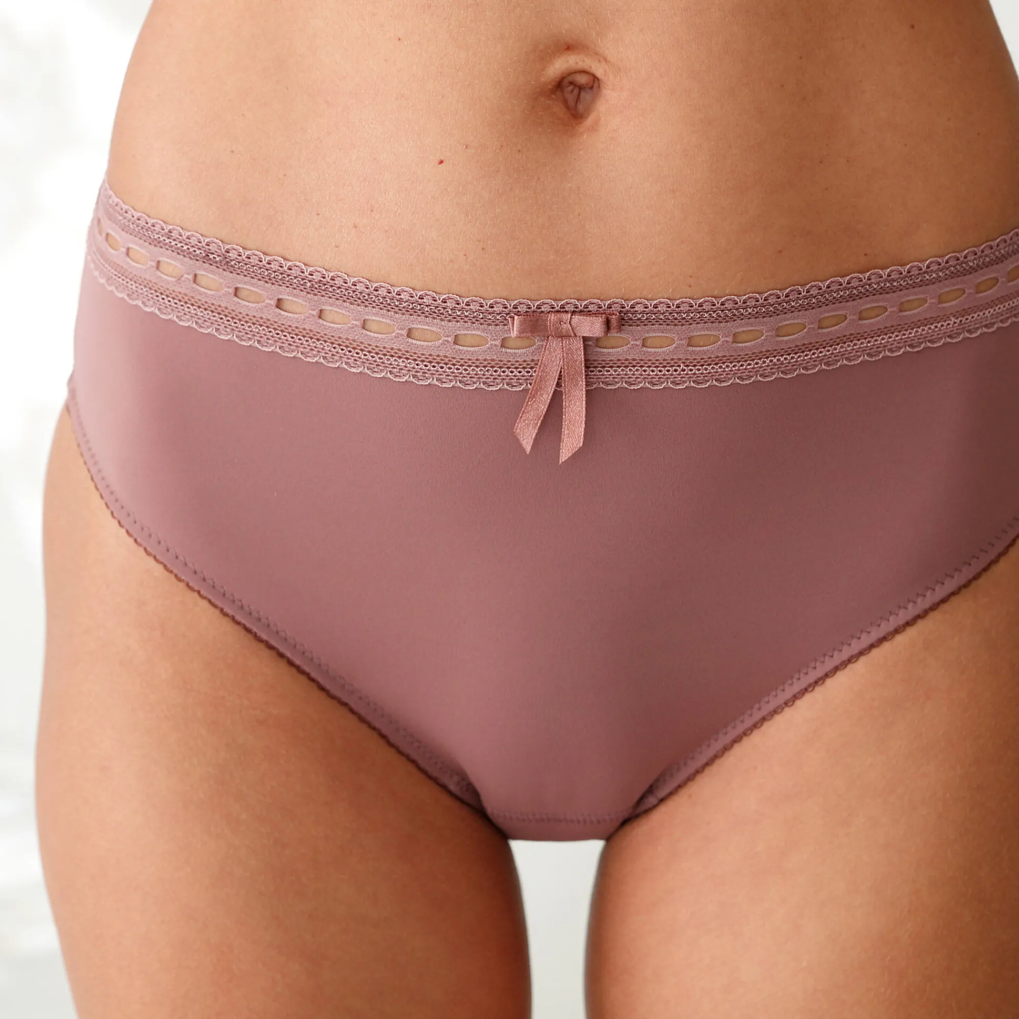 Slip En Shorty<Blancheporte Midislip met hoge taille en kanten tailleband in microvezel - set van 3 roze