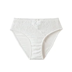 Slip En Shorty<Confidence Lingerie Midislip met hoge taille in rekbare kant en tule Guspini - set van 2 ivoorkleur