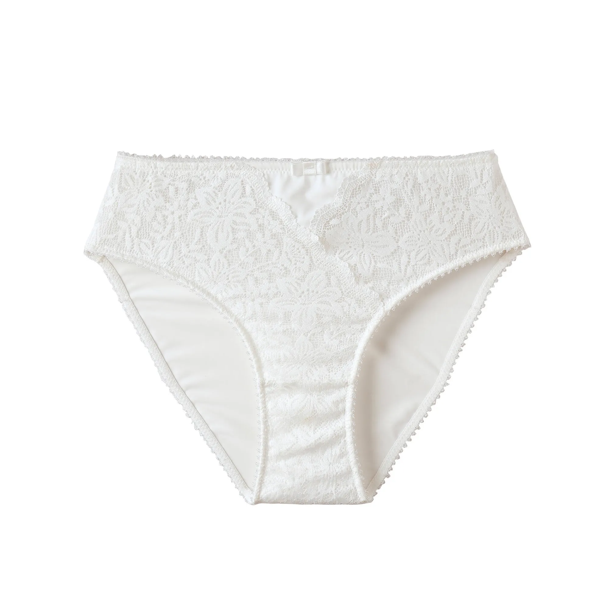 Slip En Shorty<Confidence Lingerie Midislip met hoge taille in rekbare kant en tule Guspini - set van 2 ivoorkleur