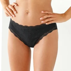 Slip En Shorty<Blancheporte Midislip met hoge taille in katoen en stretchkant - set van 3 zwart