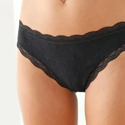 Slip En Shorty<Blancheporte Midislip met hoge taille in katoen en stretchkant - set van 3 zwart