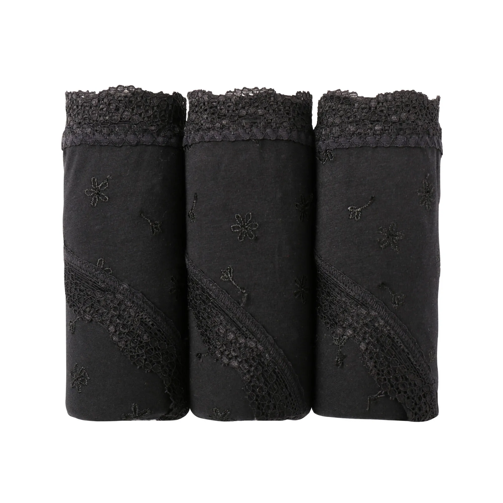 Slip En Shorty<Blancheporte Midislip met hoge taille in katoen en stretchkant - set van 3 zwart