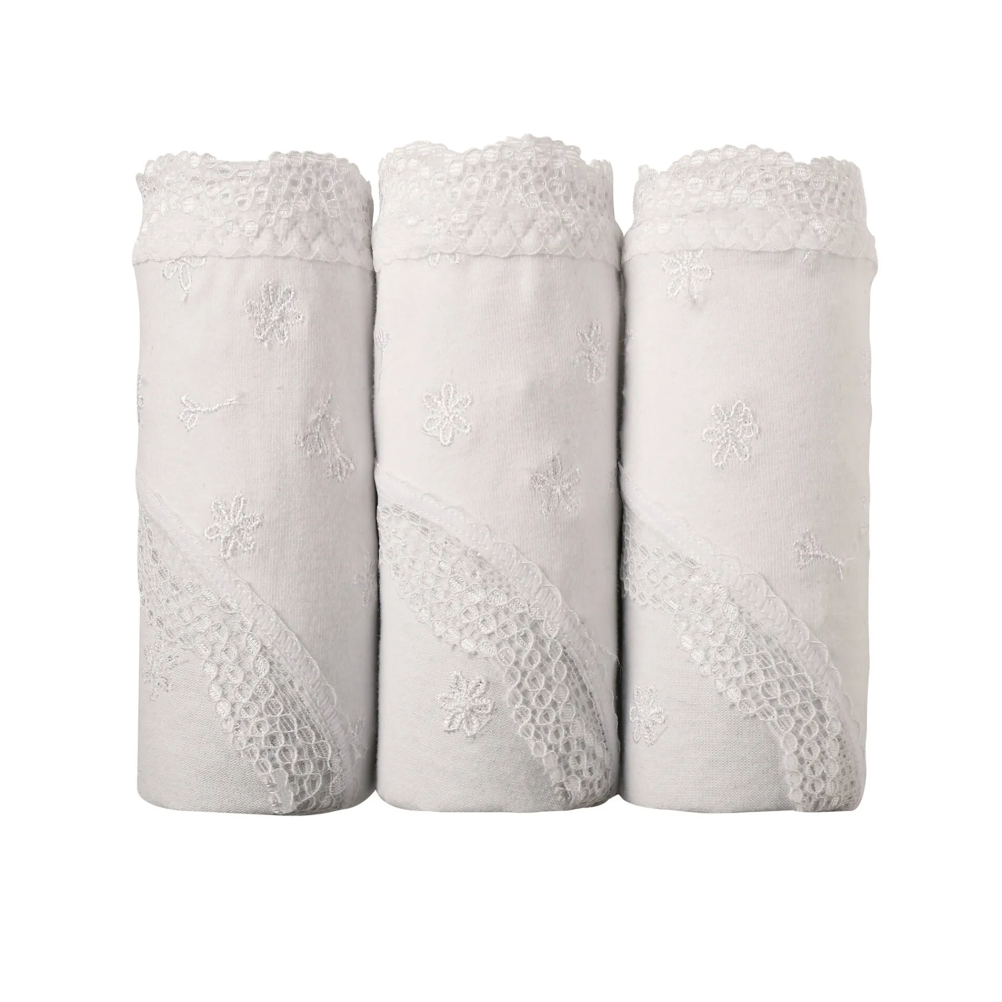 Slip En Shorty<Blancheporte Midislip met hoge taille in katoen en stretchkant - set van 3 wit