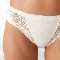Slip En Shorty<Blancheporte Midislip met kant - set van 3 zwart + nude + wit