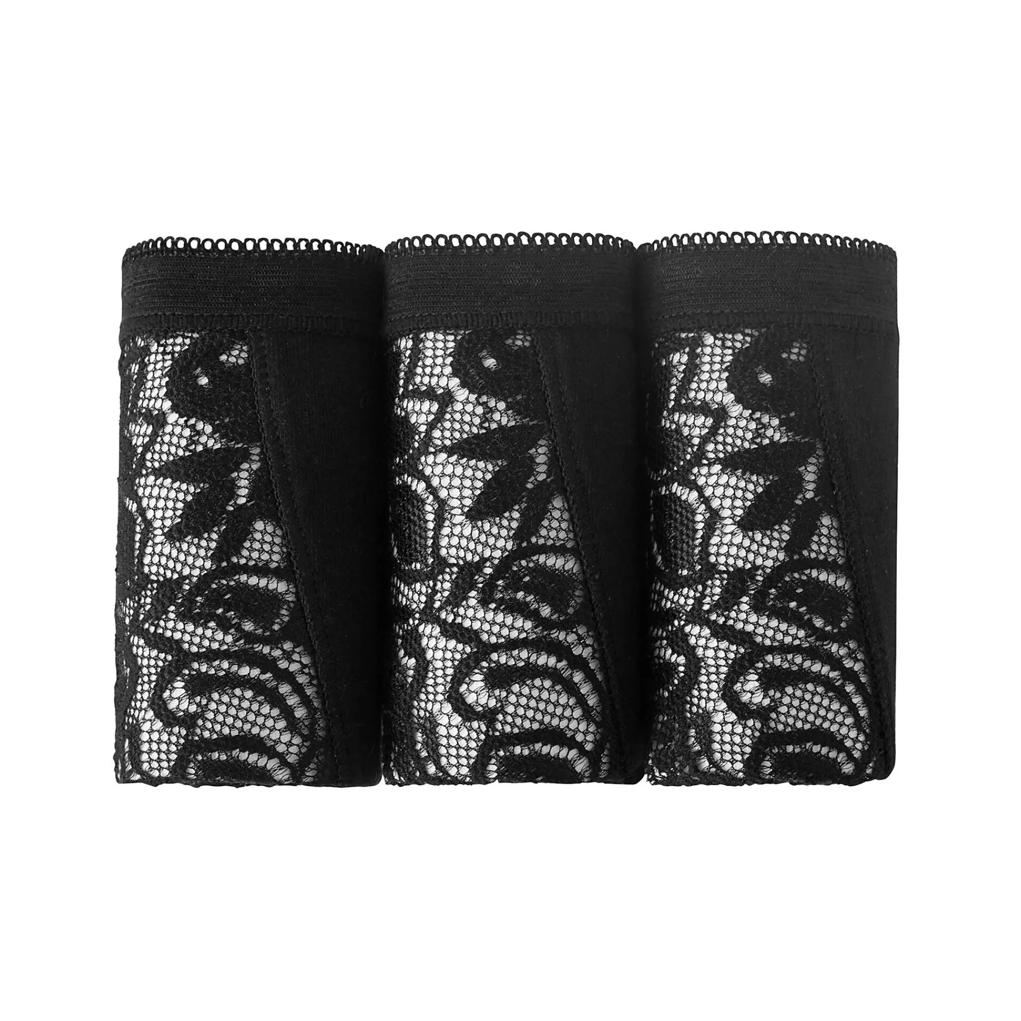 Slip En Shorty<Blancheporte Midislip met kant - set van 3 zwart