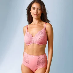 Beha<Confidence Lingerie Minimizerbeha in ajourtricot Osilio, met flexibele beugels roze