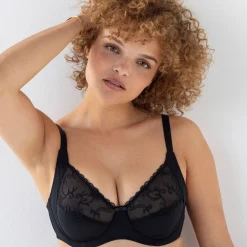 Beha<Blancheporte Minimizerbeha in microvezel en geborduurde tule met beugels - set van 2 wit + zwart
