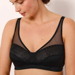 Beha<Blancheporte Minimizerbeha in microvezel en kant zonder beugels - set van 2 wit + zwart