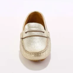 Schoenen<Blancheporte Mocassins in glad leer - zilverkleur goudkleurig