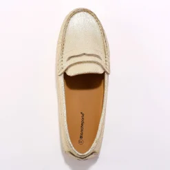 Schoenen<Blancheporte Mocassins in glad leer - zilverkleur goudkleurig