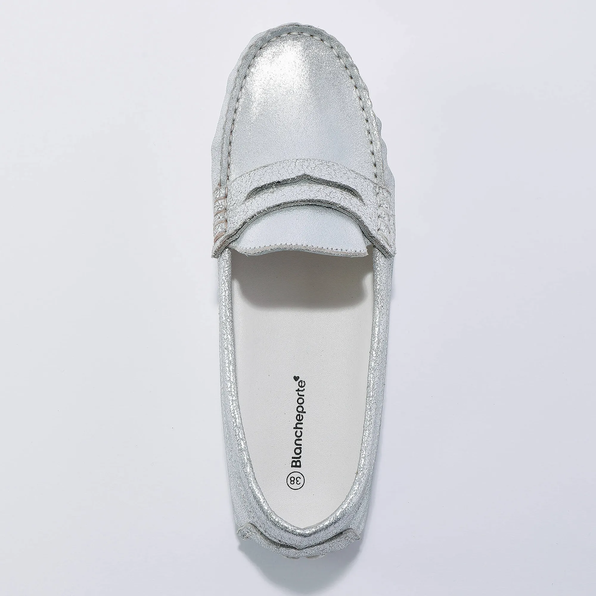 Derby's En Mocassins|Schoenen<Blancheporte Mocassins in glad leer - zilverkleur zilverkleurig