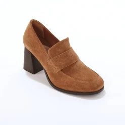 Derby's En Mocassins|Schoenen<Blancheporte Mocassins in splitleer, met hak karamel