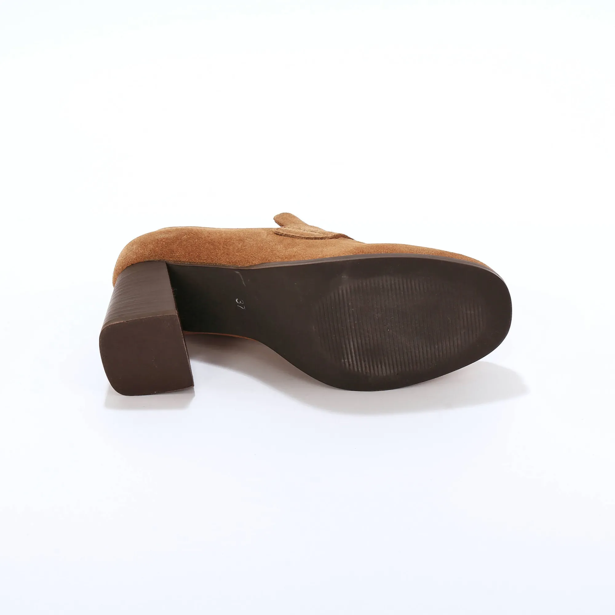 Derby's En Mocassins|Schoenen<Blancheporte Mocassins in splitleer, met hak karamel