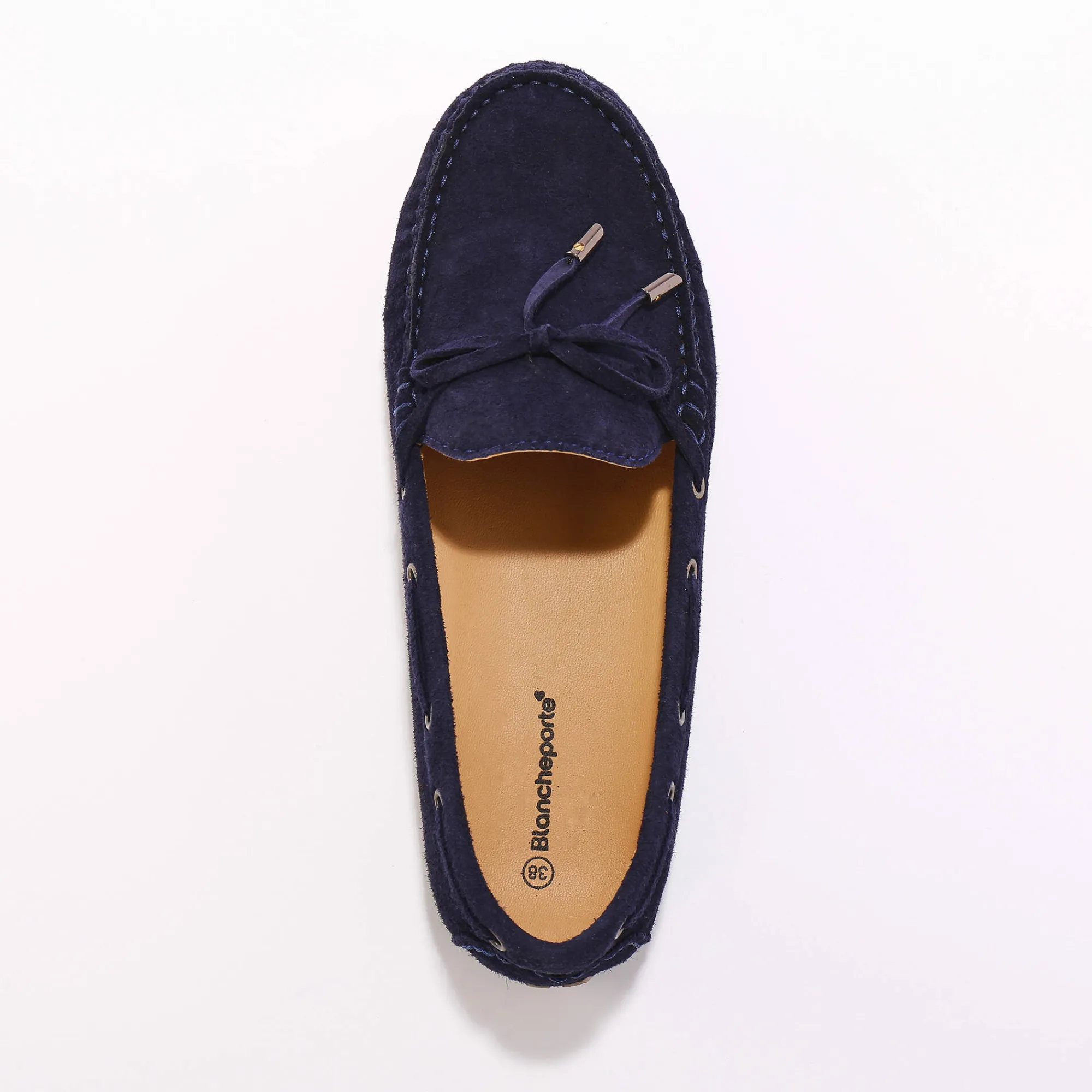 Derby's En Mocassins|Schoenen<Blancheporte Mocassins in ultrasoepel leer met veters marine