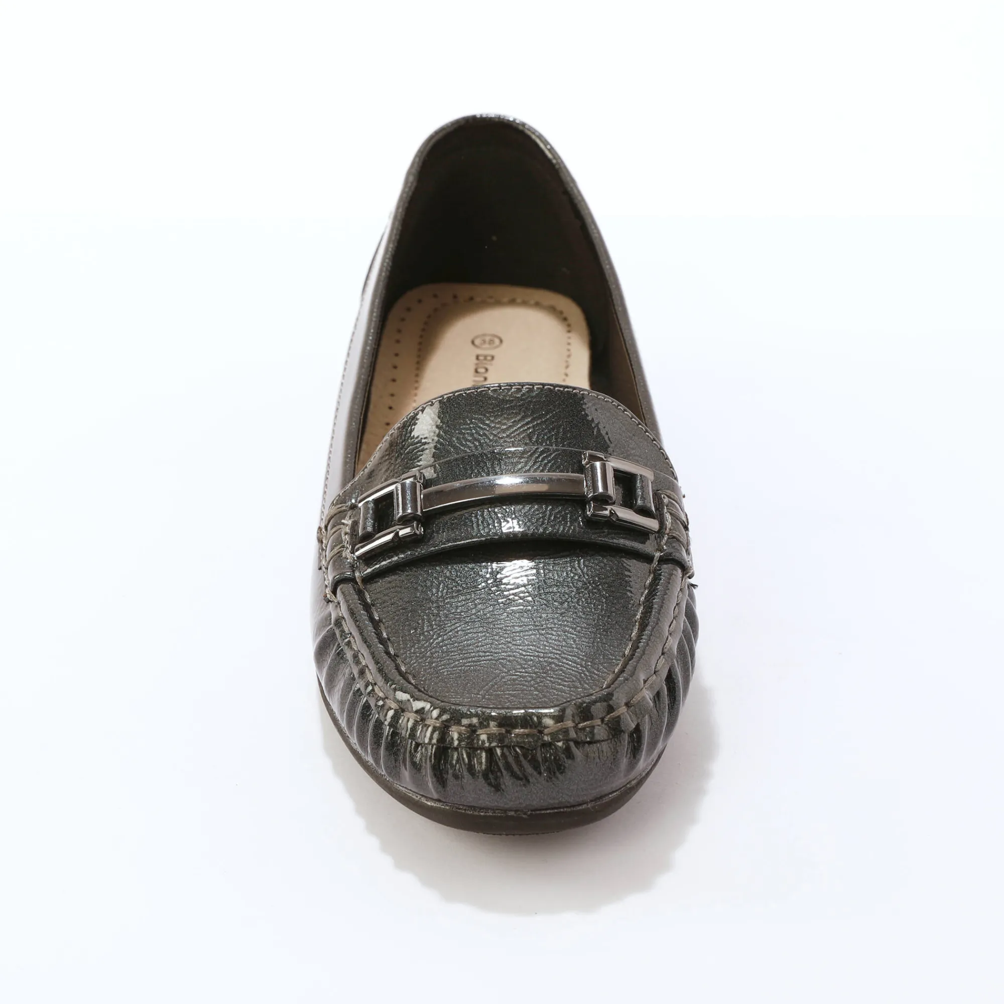 Derby's En Mocassins|Schoenen<Blancheporte Mocassins met gesp, metallic effect grijs