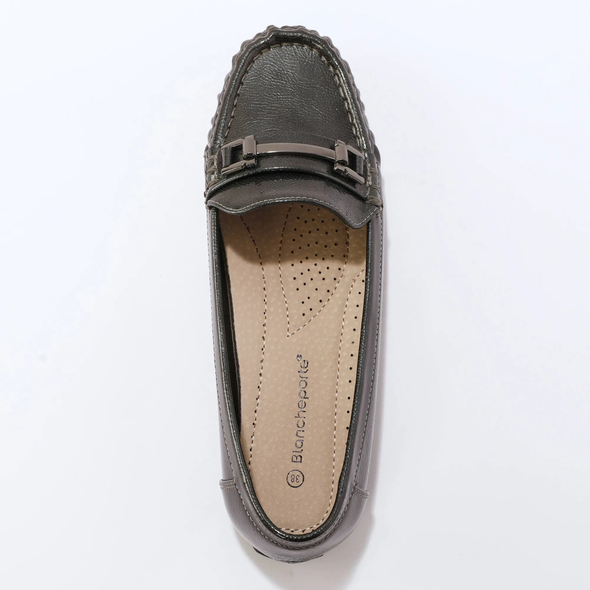 Derby's En Mocassins|Schoenen<Blancheporte Mocassins met gesp, metallic effect grijs