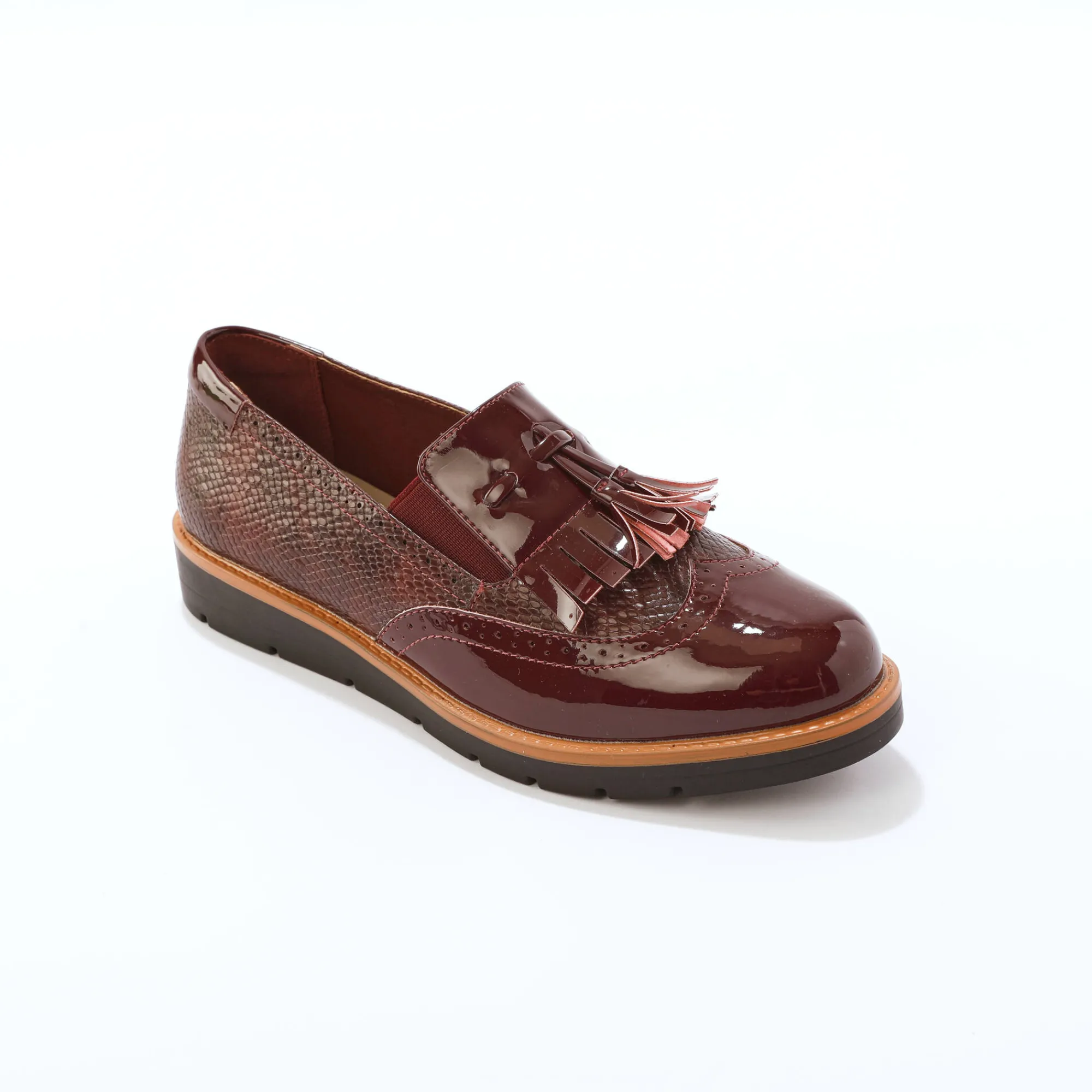 Derby's En Mocassins|Schoenen<Blancheporte Mocassins met pompons en franjes bordeaux