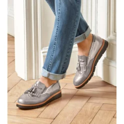 Feestelijke Schoenen|Derby's En Mocassins<Blancheporte Mocassins met pompons en franjes bronskleur
