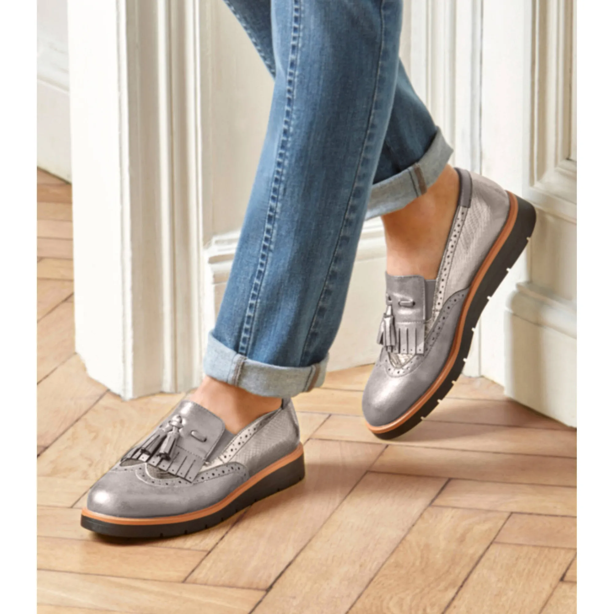 Feestelijke Schoenen|Derby's En Mocassins<Blancheporte Mocassins met pompons en franjes bronskleur