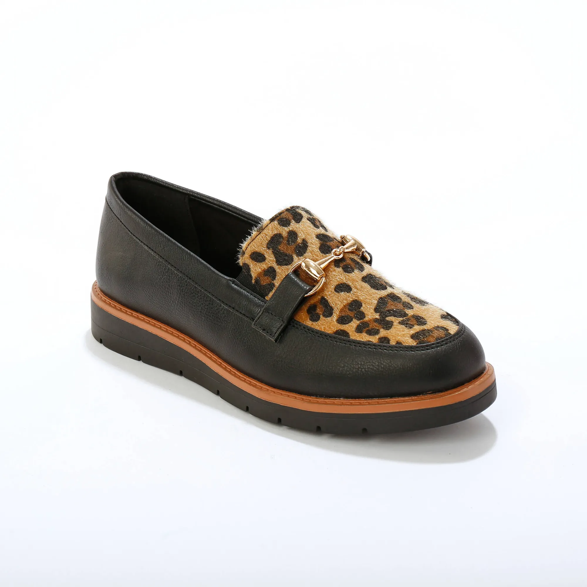 Derby's En Mocassins|Schoenen<Blancheporte Mocassins met sleehak - dierenhuidprint zwart / bruin