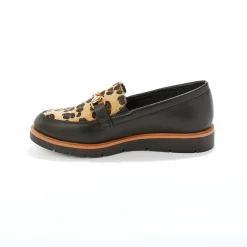 Derby's En Mocassins|Schoenen<Blancheporte Mocassins met sleehak - dierenhuidprint zwart / bruin