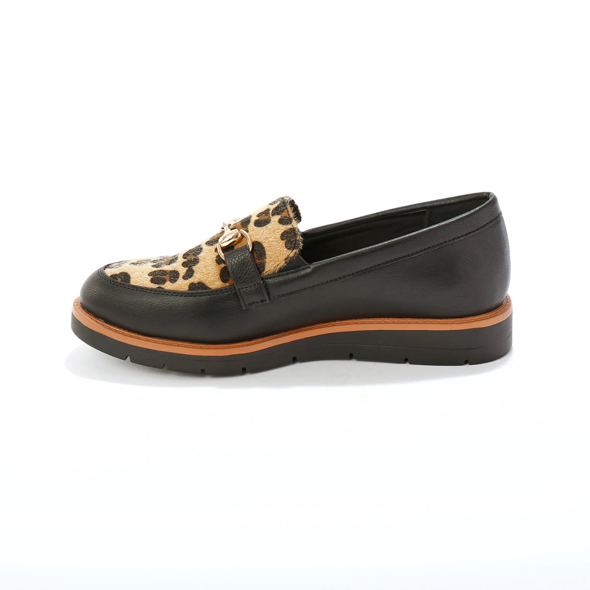 Derby's En Mocassins|Schoenen<Blancheporte Mocassins met sleehak - dierenhuidprint zwart / bruin