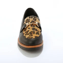 Derby's En Mocassins|Schoenen<Blancheporte Mocassins met sleehak - dierenhuidprint zwart / bruin