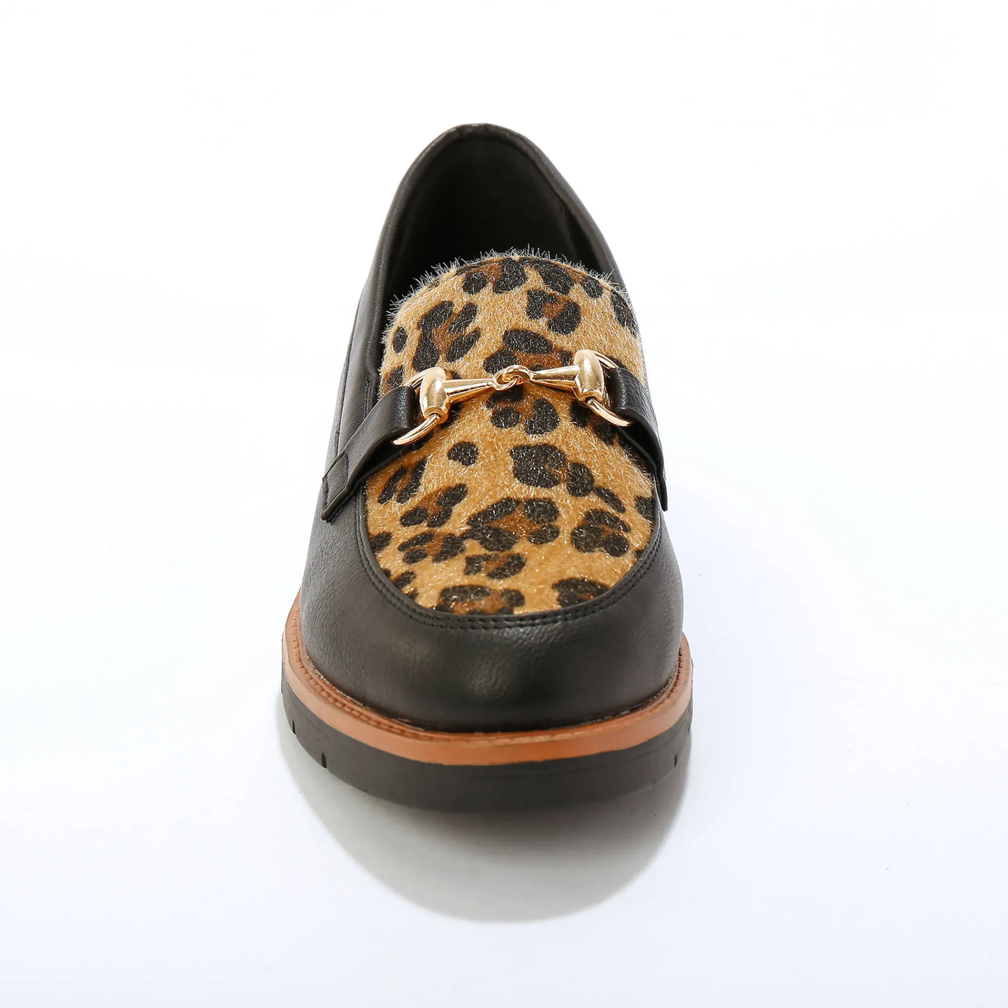 Derby's En Mocassins|Schoenen<Blancheporte Mocassins met sleehak - dierenhuidprint zwart / bruin
