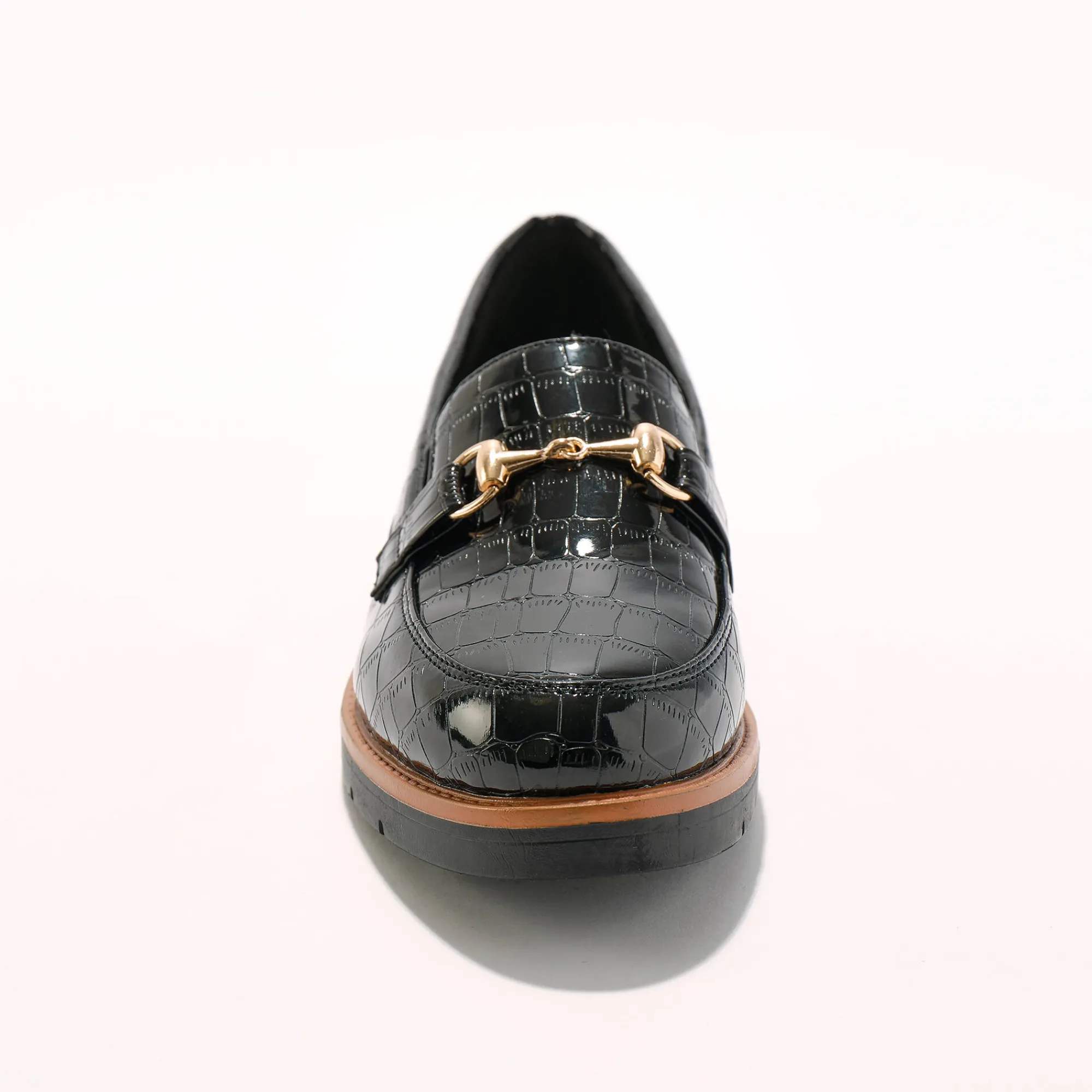 Feestelijke Schoenen|Derby's En Mocassins<Blancheporte Mocassins met sleehak - gelakt kroko-effect zwart