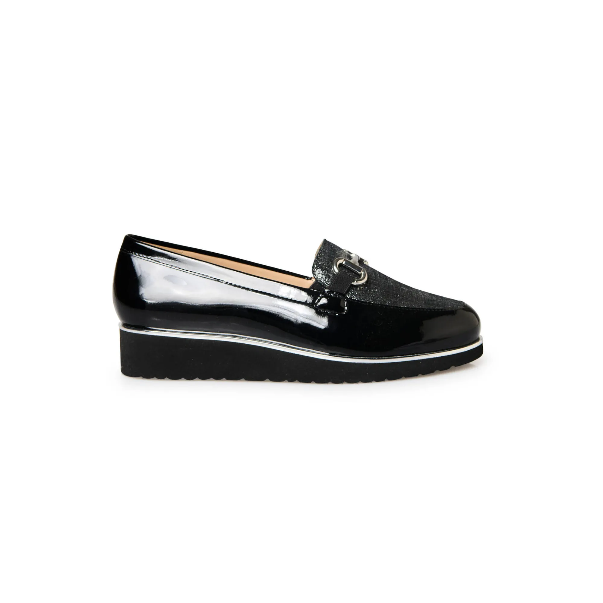 Derby's En Mocassins|Schoenen<PédiConfort Mocassins met sleehak en fantasiejuweel in lakleer zwart