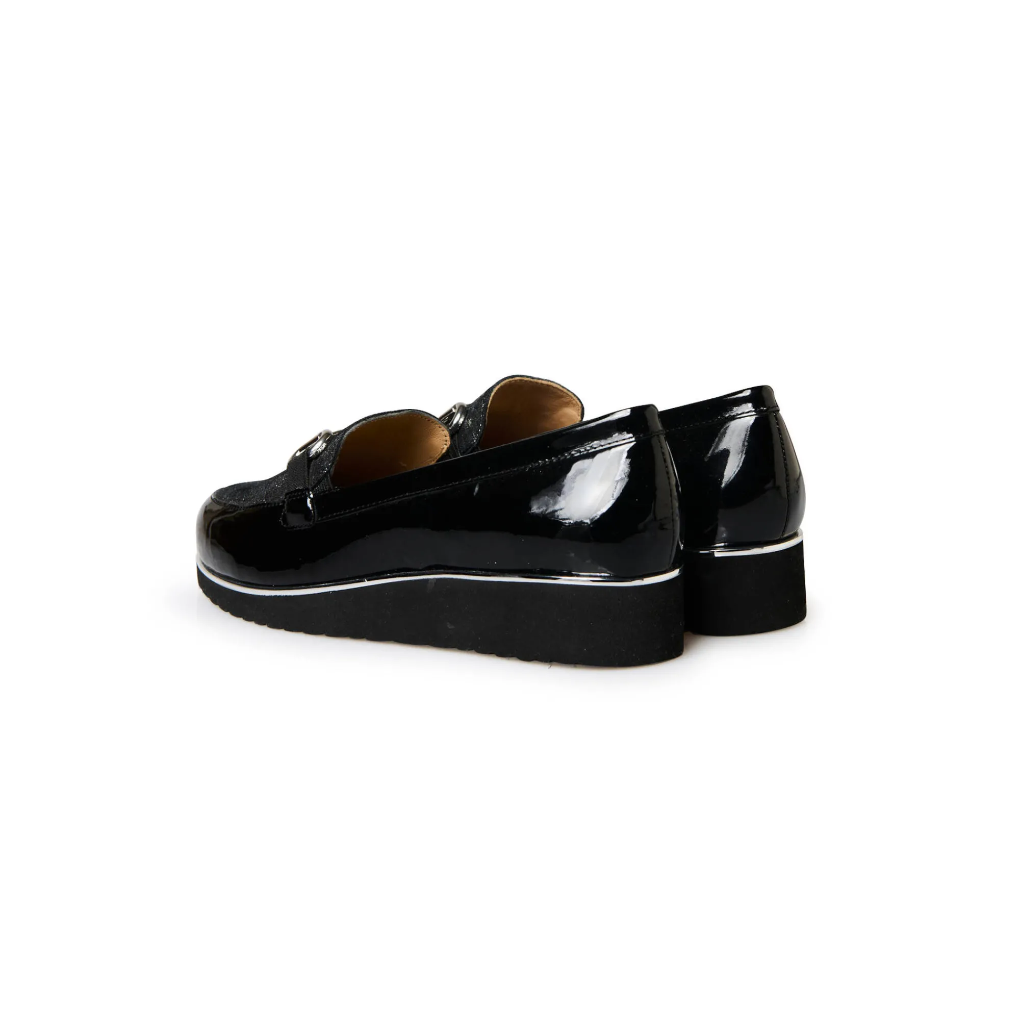 Derby's En Mocassins|Schoenen<PédiConfort Mocassins met sleehak en fantasiejuweel in lakleer zwart