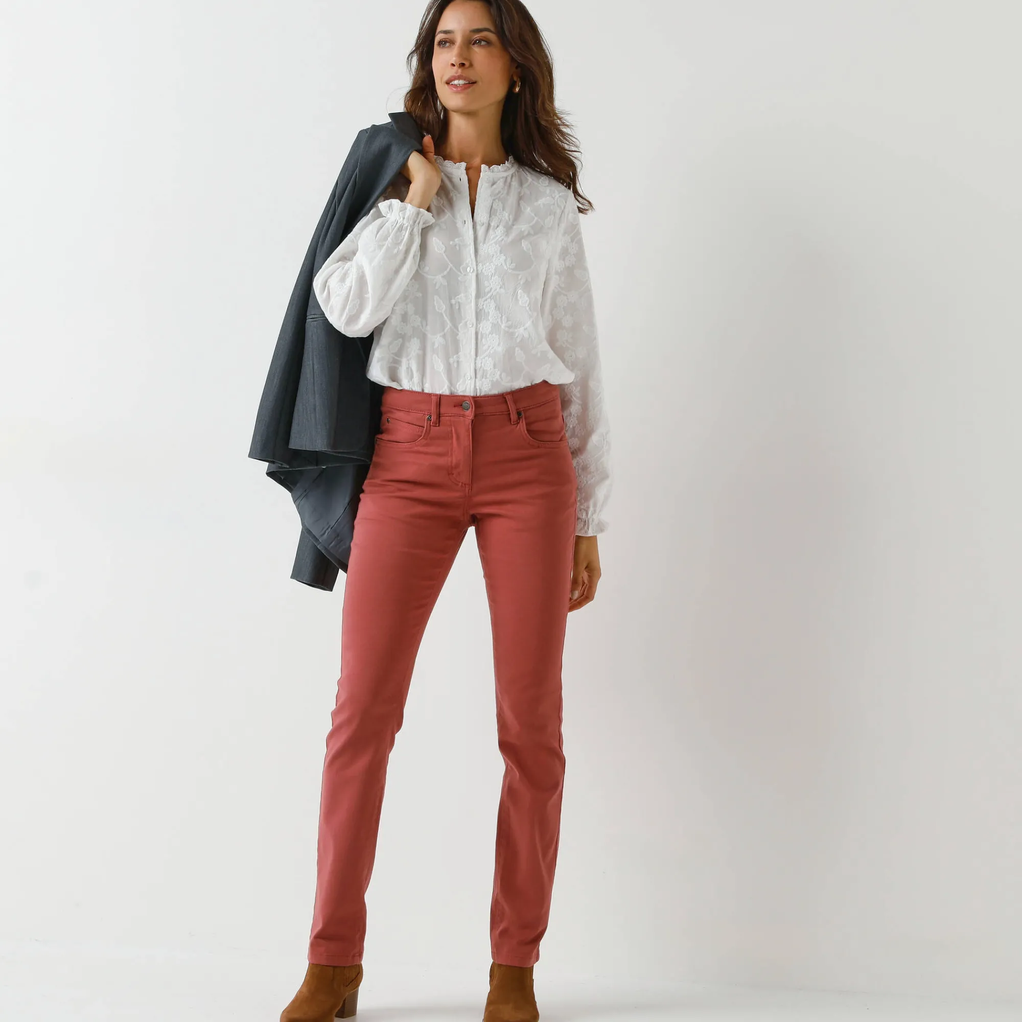 Broek<Blancheporte Modellerende broek met 5 zakken terracotta