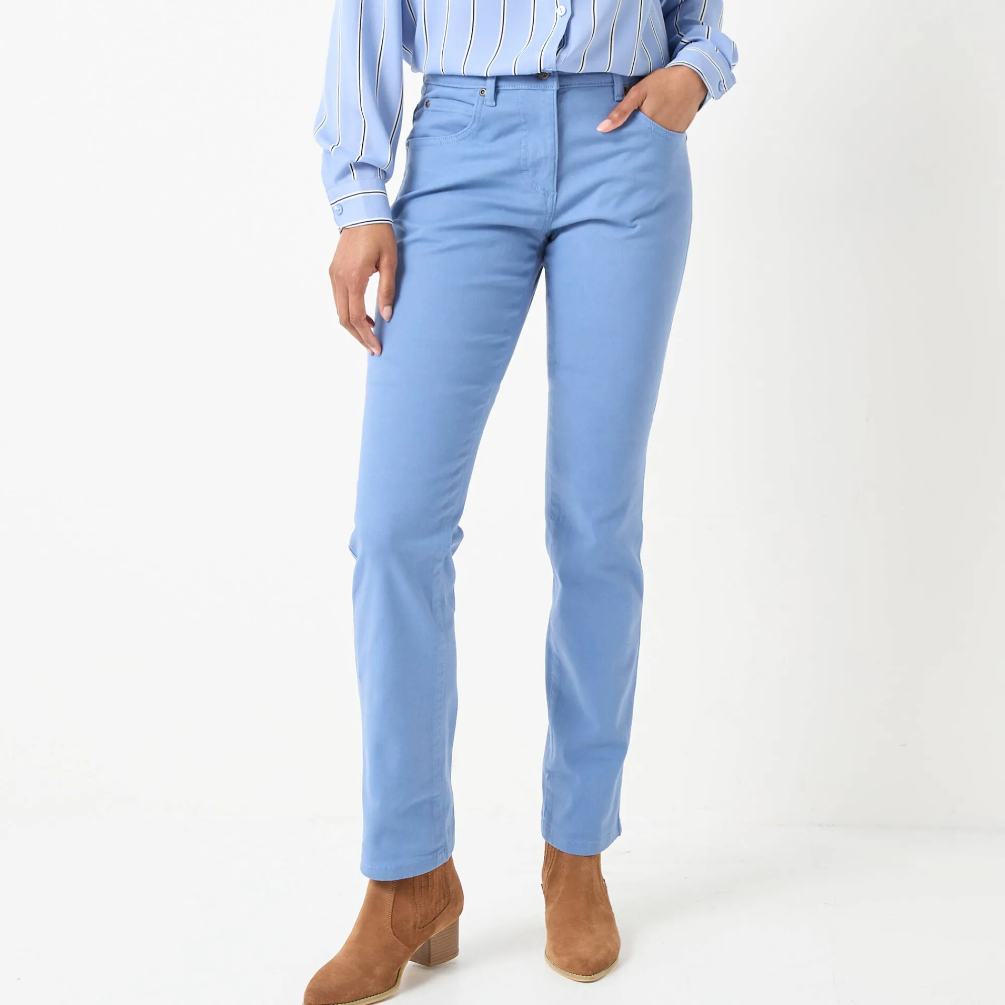 Broek<Blancheporte Modellerende broek met 5 zakken grijsblauw