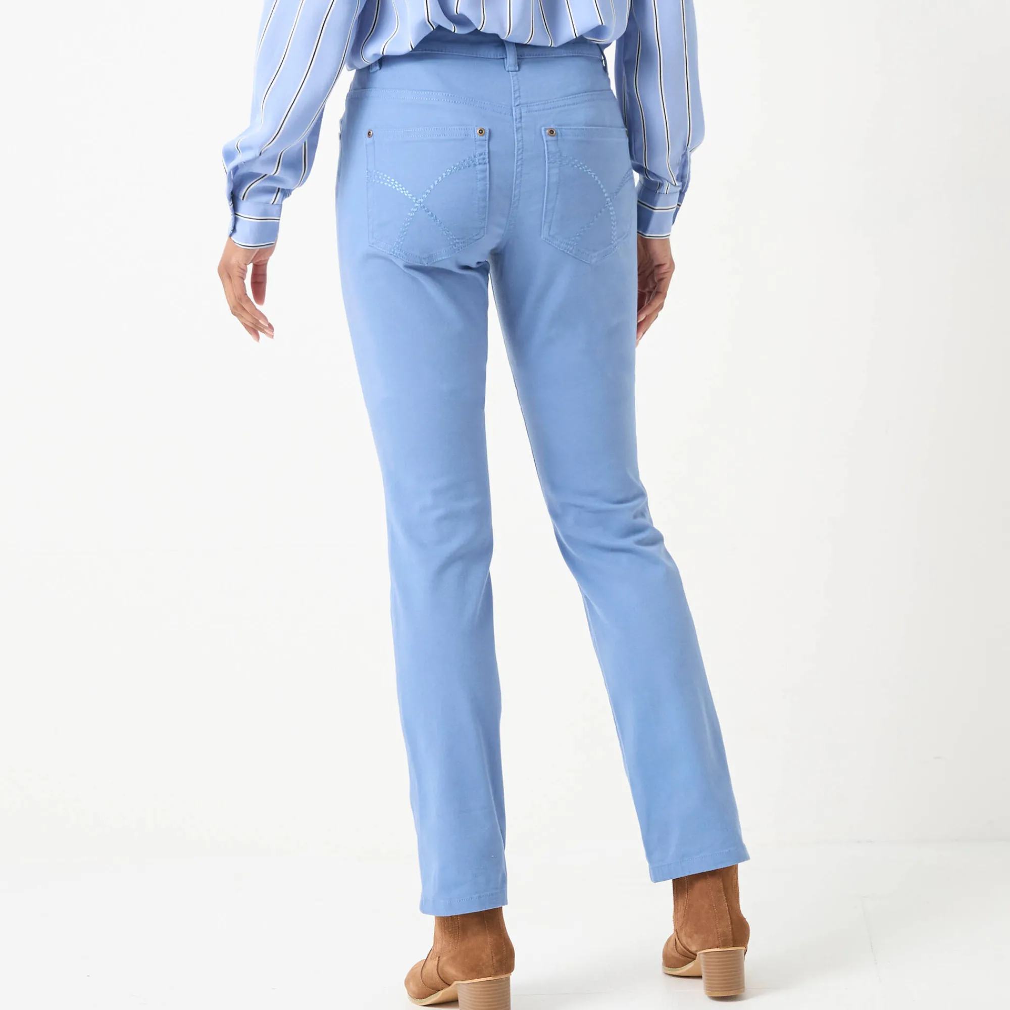Broek<Blancheporte Modellerende broek met 5 zakken grijsblauw