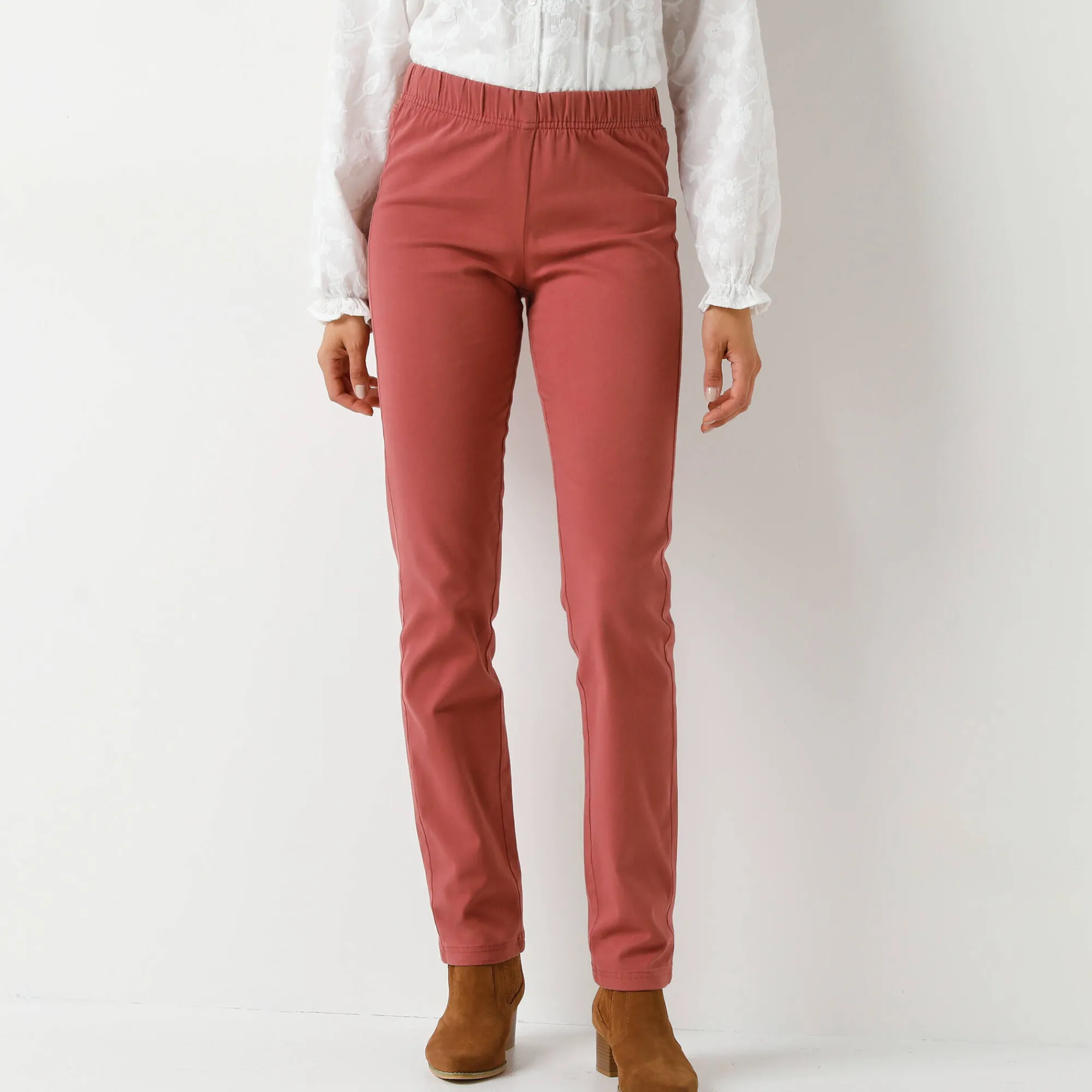 Broek<Blancheporte Modellerende broek met 'platte buik' effect en elastische taille terracotta