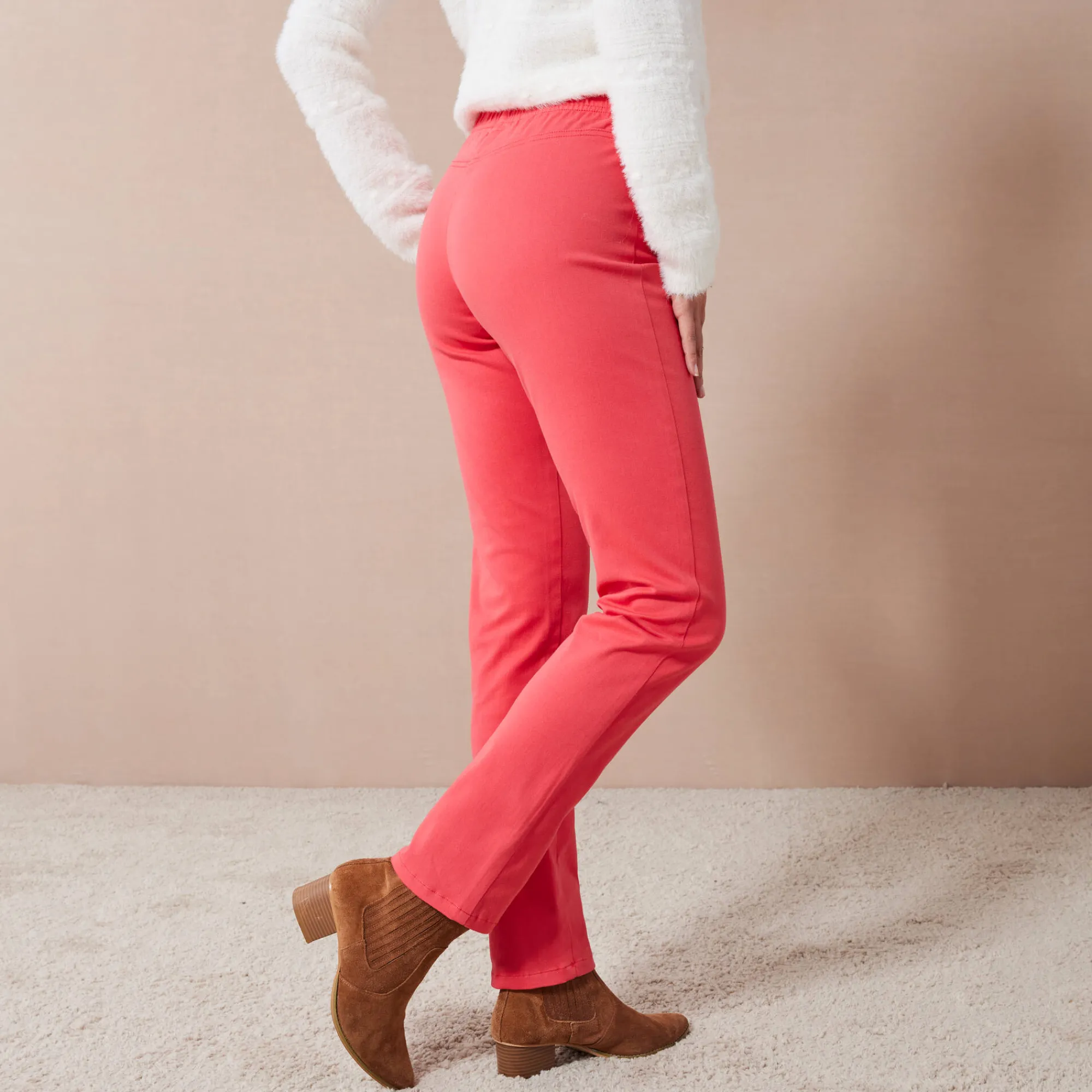 Broek<Blancheporte Modellerende broek met 'platte buik' effect en elastische taille rood