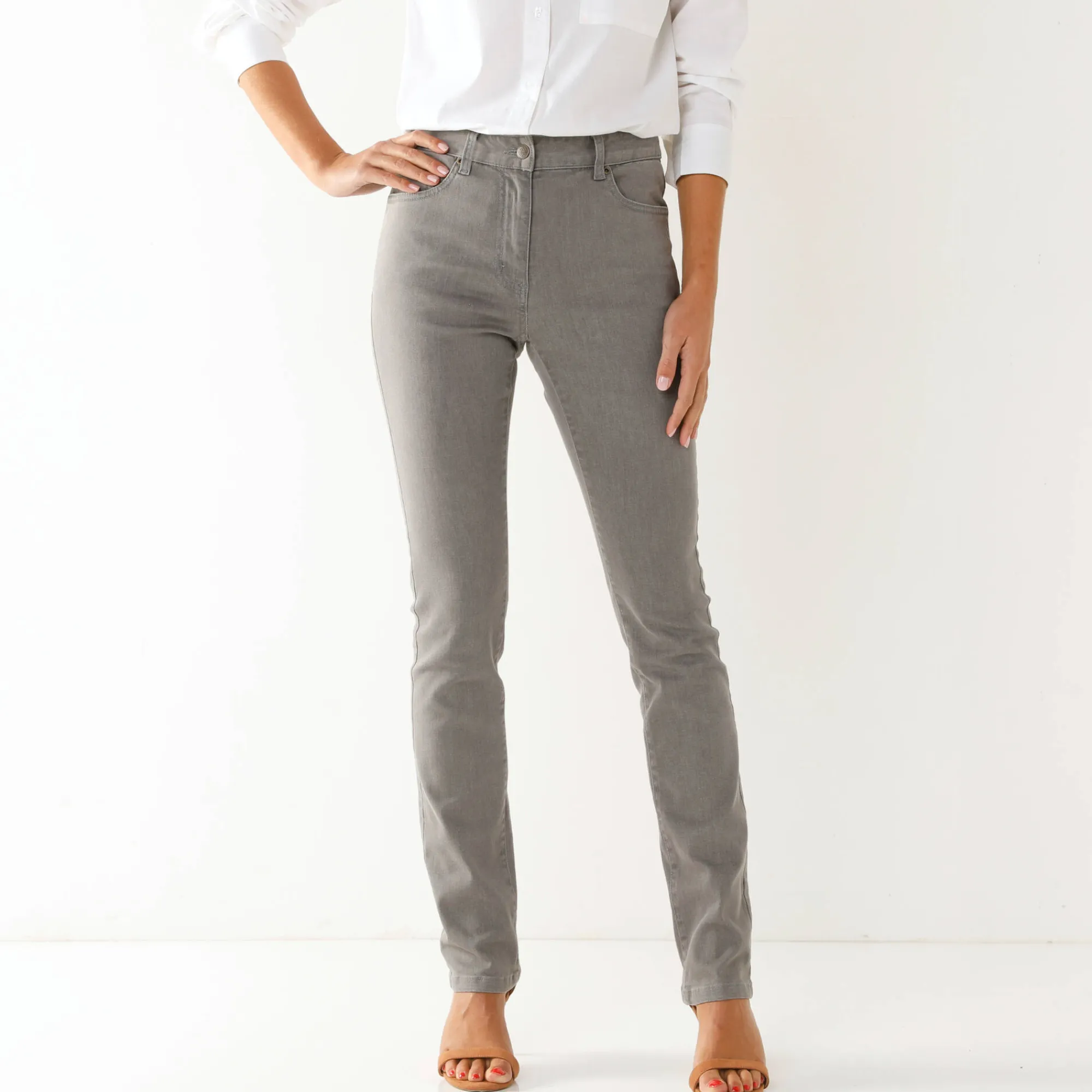 Jeans<Blancheporte Modellerende jeans met 5 zakken grijs