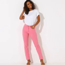 Broek<Blancheporte Modellerende rechte broek, corrigerende versteviging roze