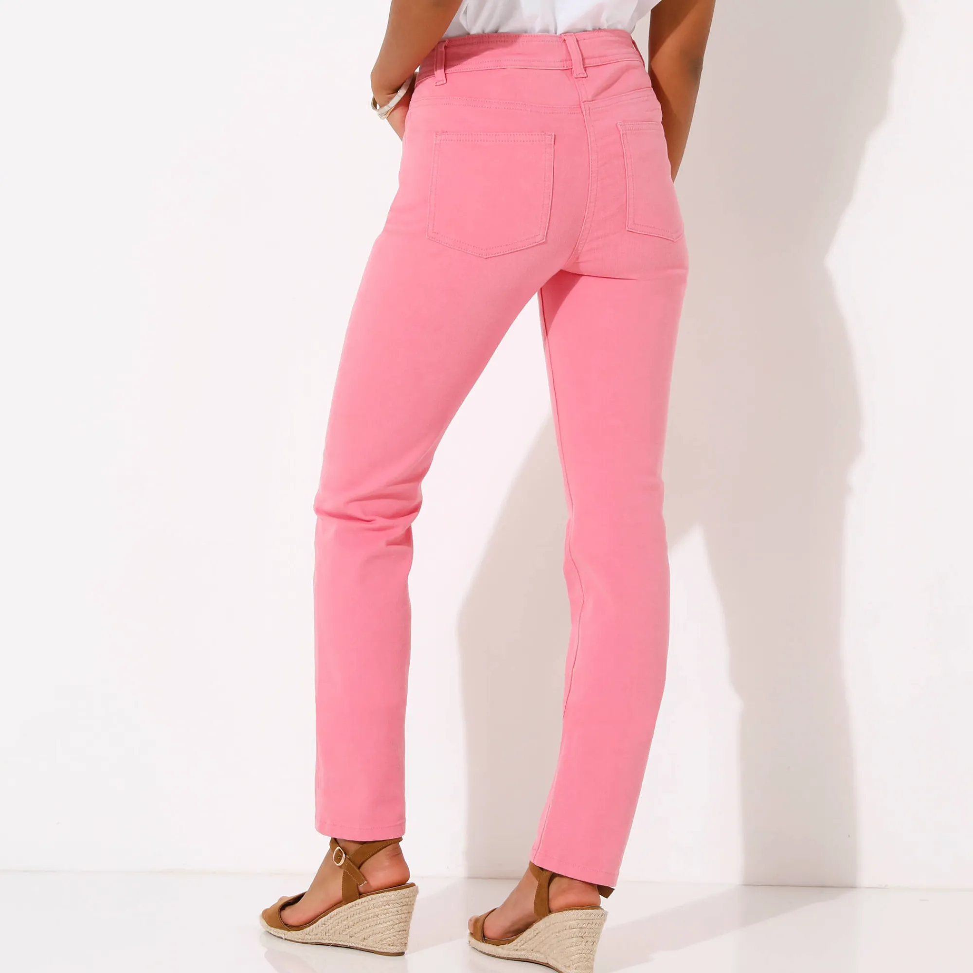 Broek<Blancheporte Modellerende rechte broek, corrigerende versteviging roze
