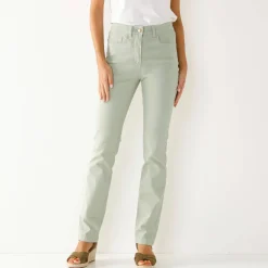 Broek<Blancheporte Modellerende rechte broek, corrigerende versteviging grijsgroen