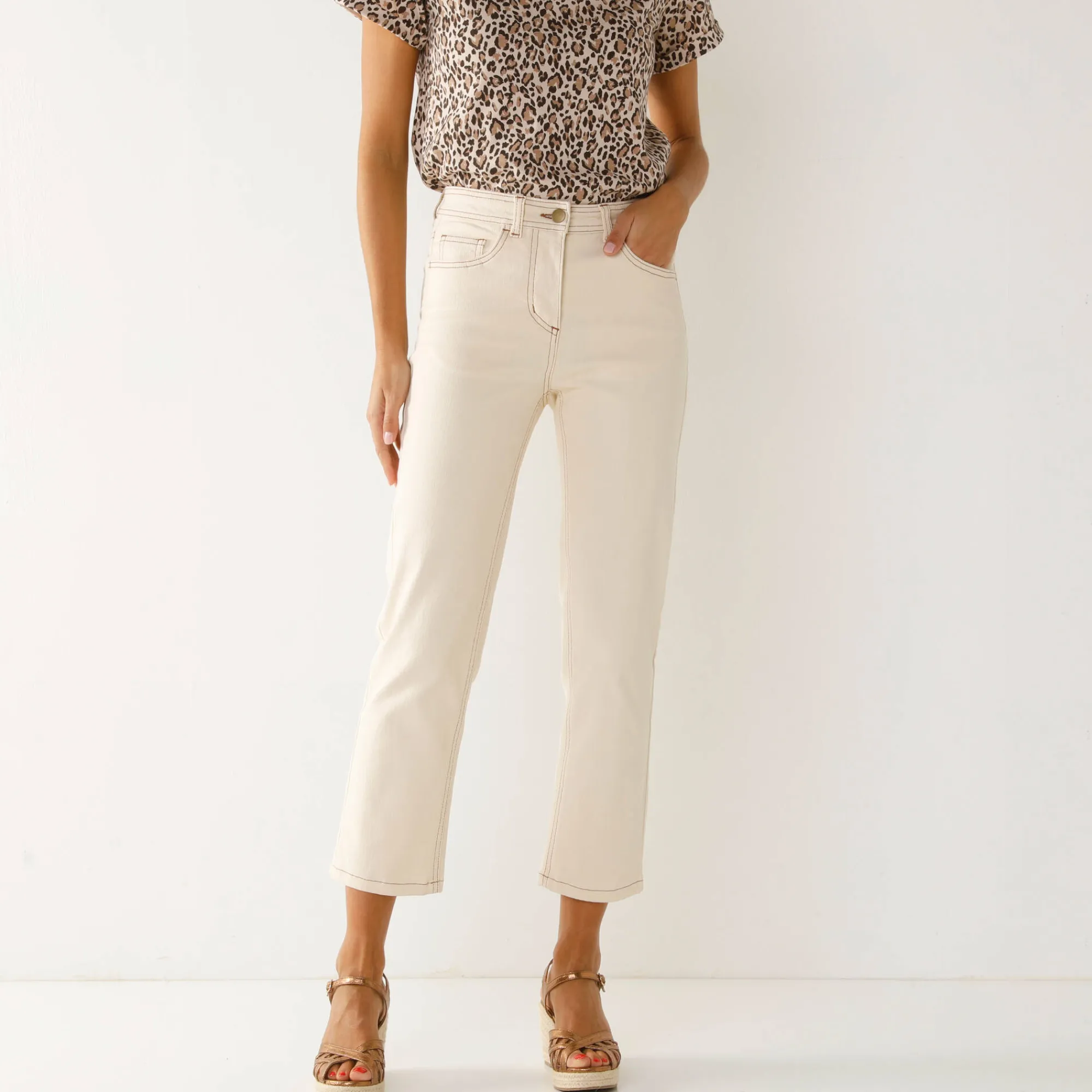 Broek<Blancheporte Modellerende rechte 7/8-broek, corrigerende versteviging ecru