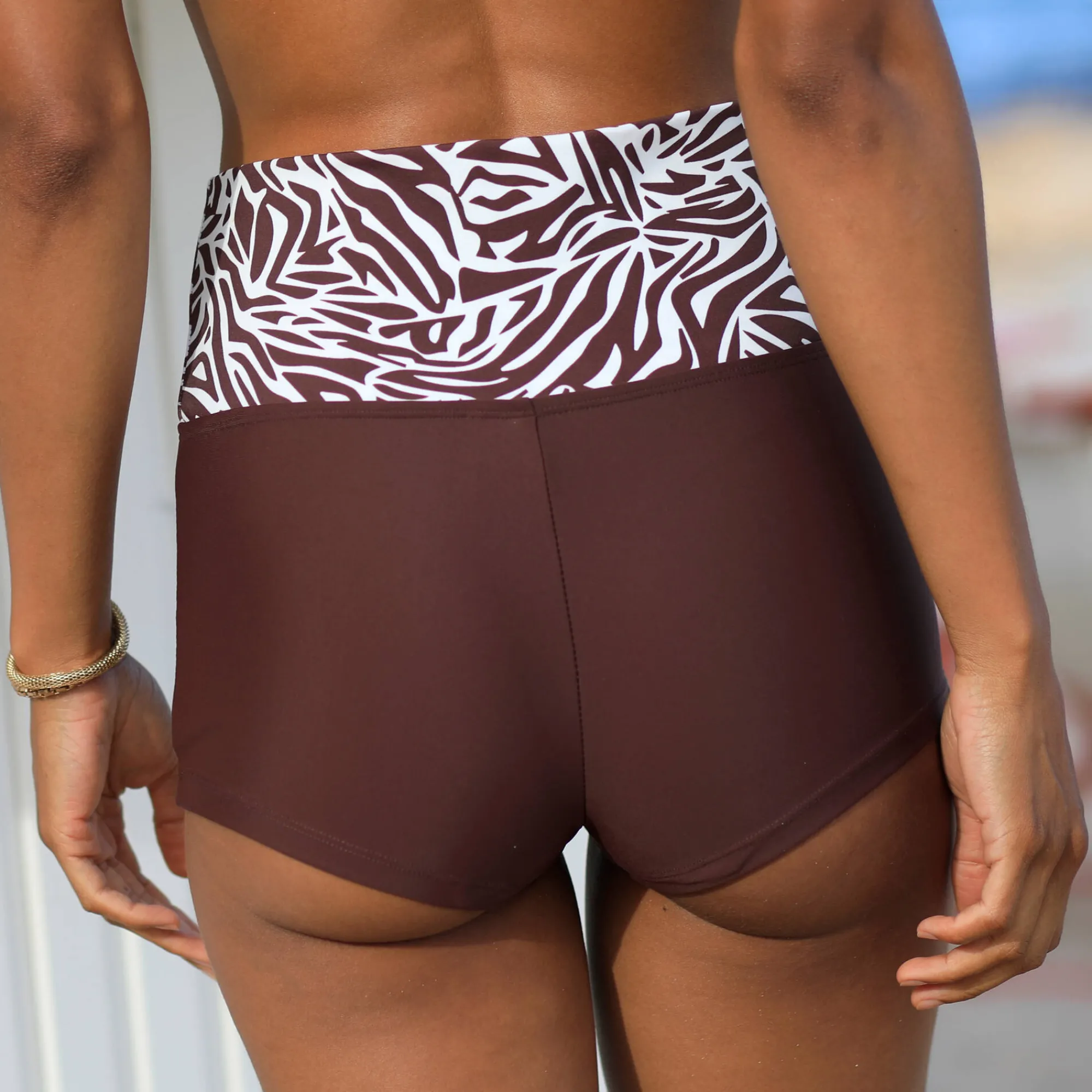 Badmode|Badmode<Blancheporte Moduleerbare bikinishorty met zebraprint chocolade