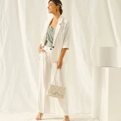 Jas En Mantel|Jurk<Blancheporte 3/4-mouwen jas van vloeiende crêpe ecru