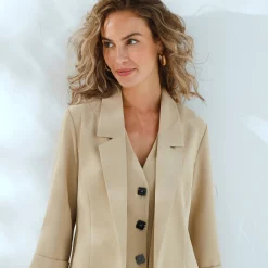 Jas En Mantel|Jurk<Blancheporte 3/4-mouwen jas van vloeiende crêpe beige