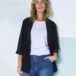 Jas En Mantel<Blancheporte 3/4-mouwen jas van vloeiende crêpe zwart