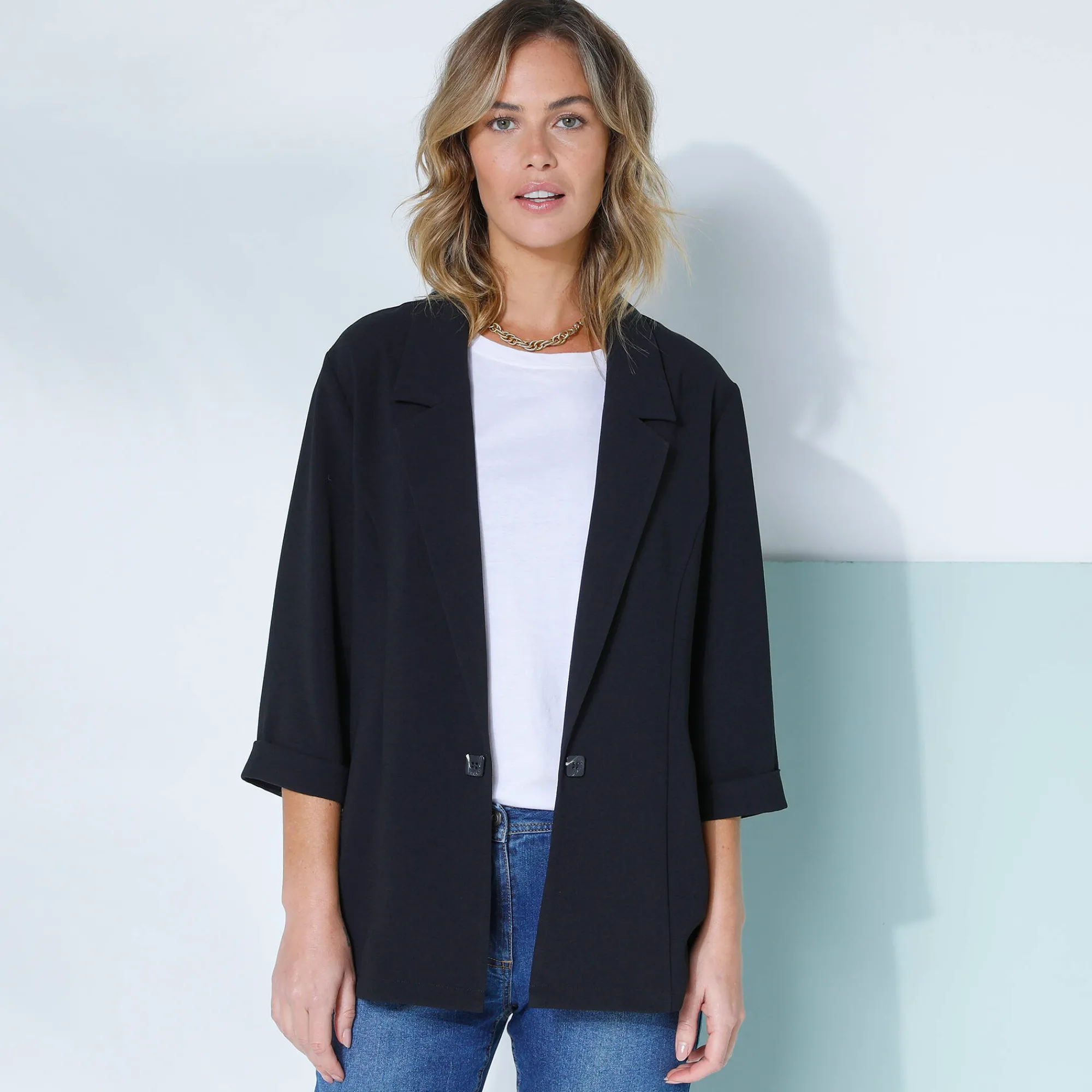 Jas En Mantel<Blancheporte 3/4-mouwen jas van vloeiende crêpe zwart