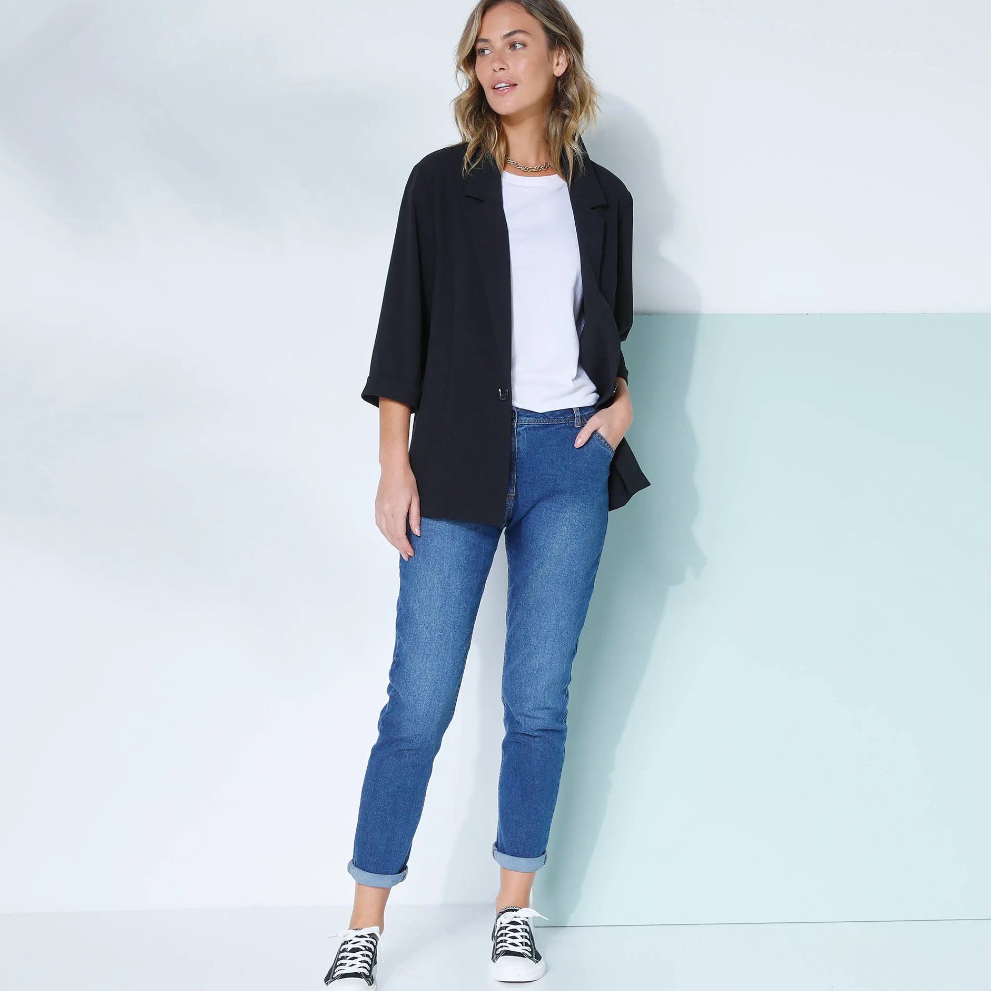 Jas En Mantel<Blancheporte 3/4-mouwen jas van vloeiende crêpe zwart