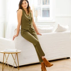 Jas En Mantel<Blancheporte Mouwloos vest, effen kaki